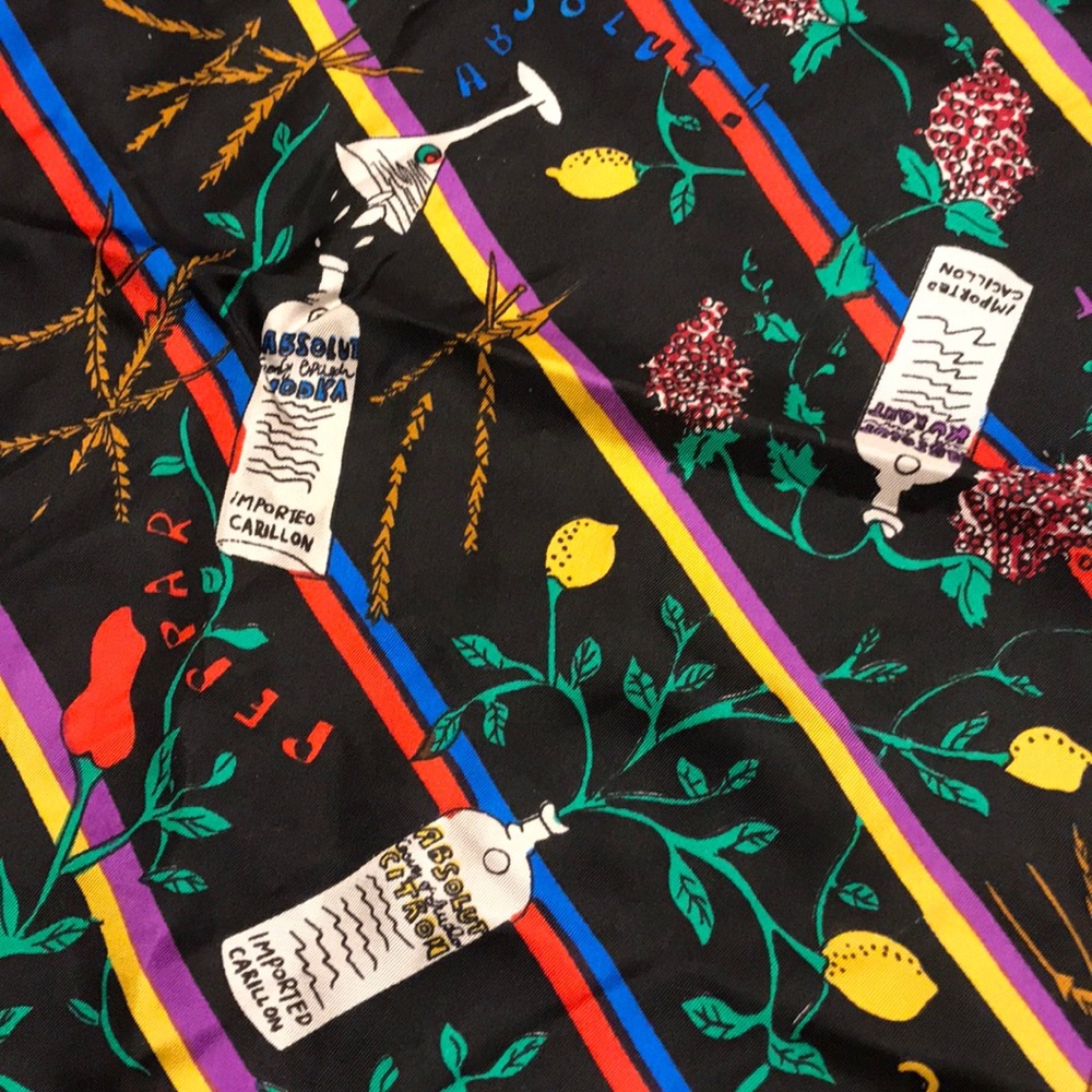 Vtg 91 Nicole Miller absolute vodka silk square